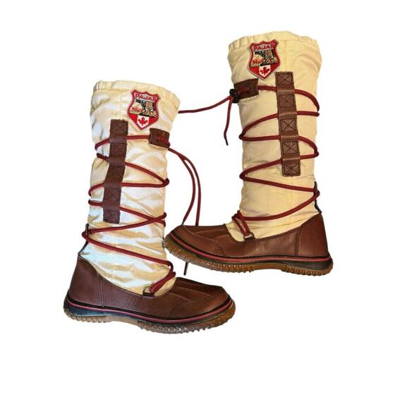 Pajar White & DarkTan Grip Boots W/Red Strap Canada Eu 37 US Sz‎ 6-6 1/2 - Picture 3 of 13
